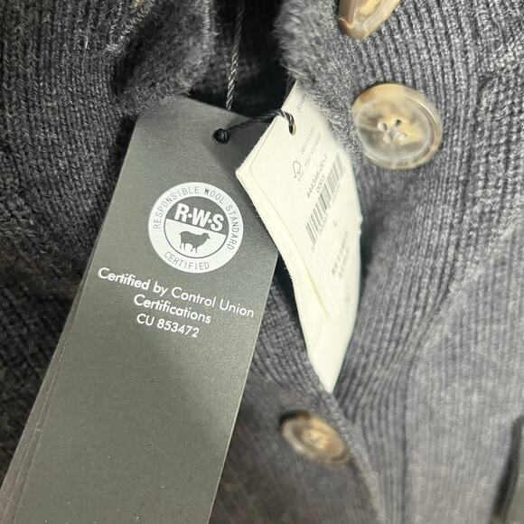 Banana Republic Womens Merino Wool Suede Sweater Dress L Gray Black Utility Coat - Picture 9 of 14